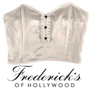 Frederick’s of Hollywood Vintage Ivory Satin Sweetheart Strapless Corset Top